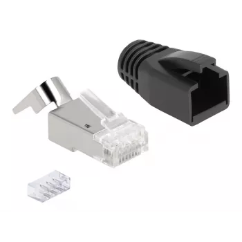 DeLOCK 66903 złącze przewodów RJ-45 Czarny Metaliczny Męski 25 szt.