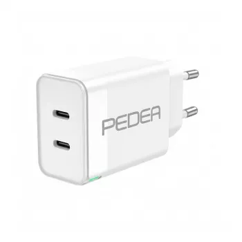 Ładowarka PEDEA Schnellladegerät Dual PD 40W USB Type-C/C biała - podwójne wyjście PD, 40 W łącznie, USB-C na USB-C