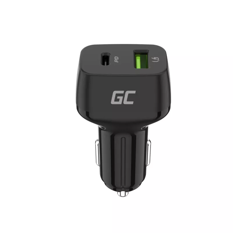 Ładowarka samochodowa do urządzeń mobilnych zielony Cell CAD33, 42W, USB-C PD + USB-A QC3.0, wejście 12/24V, wyjście 5–12V