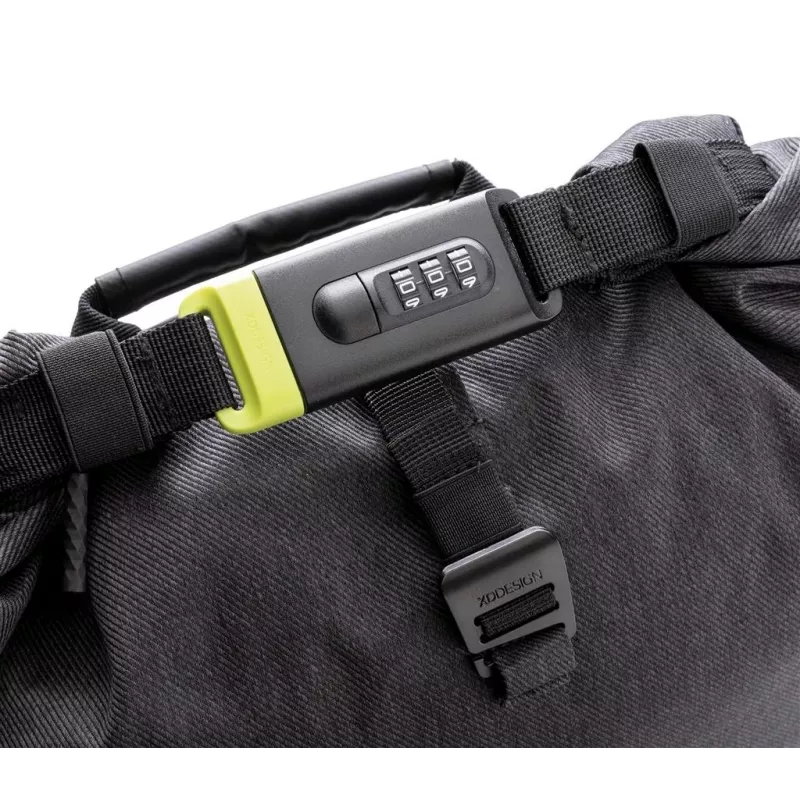 Plecak XDDESIGN Urban Lite Czarny — 21 l (z możliwością rozszerzenia do 27 l), przegroda na laptopa 15,6 cala, hydrofobowy, pasek do wózka