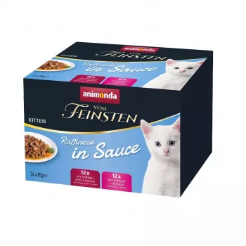 Mokra karma dla kota animonda Vom Feinsten Kitten pełnoporcjowy posiłek — 24 x 85 g saszetki, 81% wilgotności, 9% białka, dla wzrostu (2–4,9 kg)