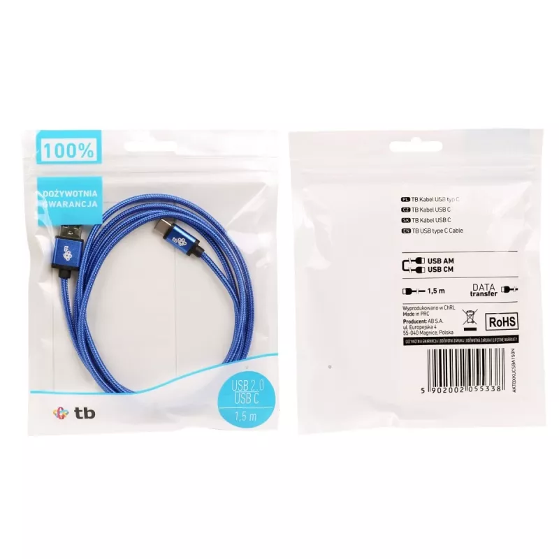 Kabel TB USB - USB C 1,5 m granatowy (AKTBXKUCSBA150N)