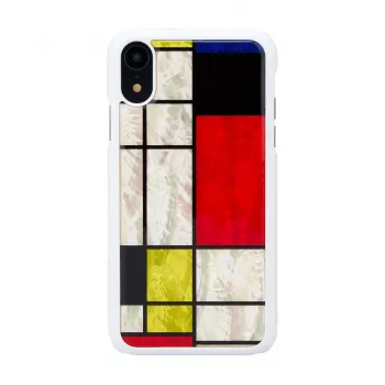 etui na smartfona iKins for iPhone XR Mondrian biały — protective hard tylna obudowa