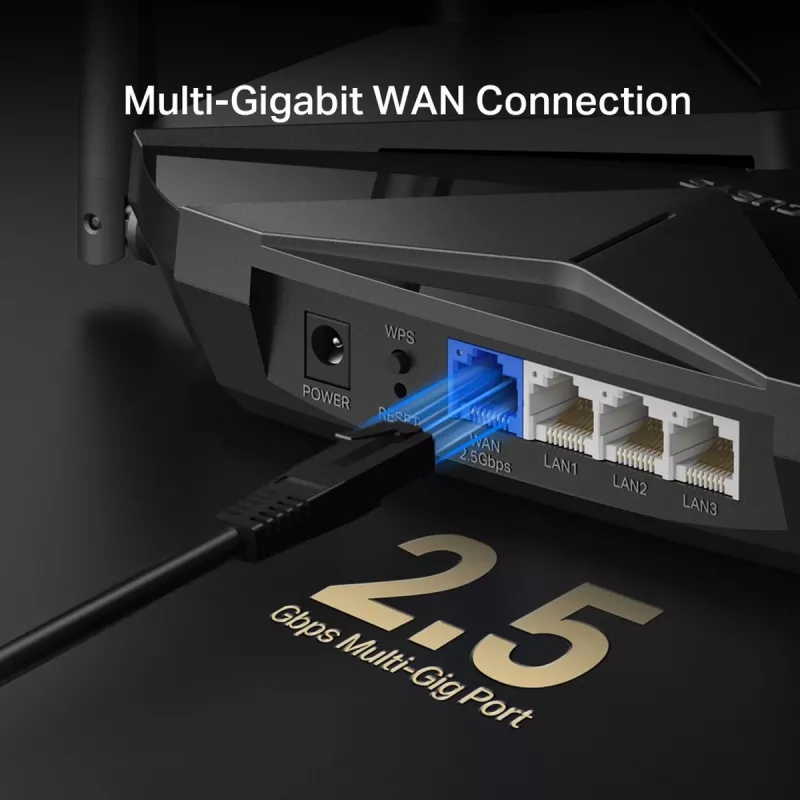 Router stołowy MERCUSYS MR85X AX3000 Dwuzakresowe Wi-Fi 6, 3000 Mbps, 4 anteny, 3 porty Gigabit LAN, czarny