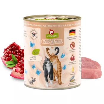 Mokra karma dla kota Fox4Pets DeliCATessen Pur Veal puszka 800 g, dla dorosłych, karma pełnoporcjowa, hipoalergiczna, bezglutenowa i bez soi
