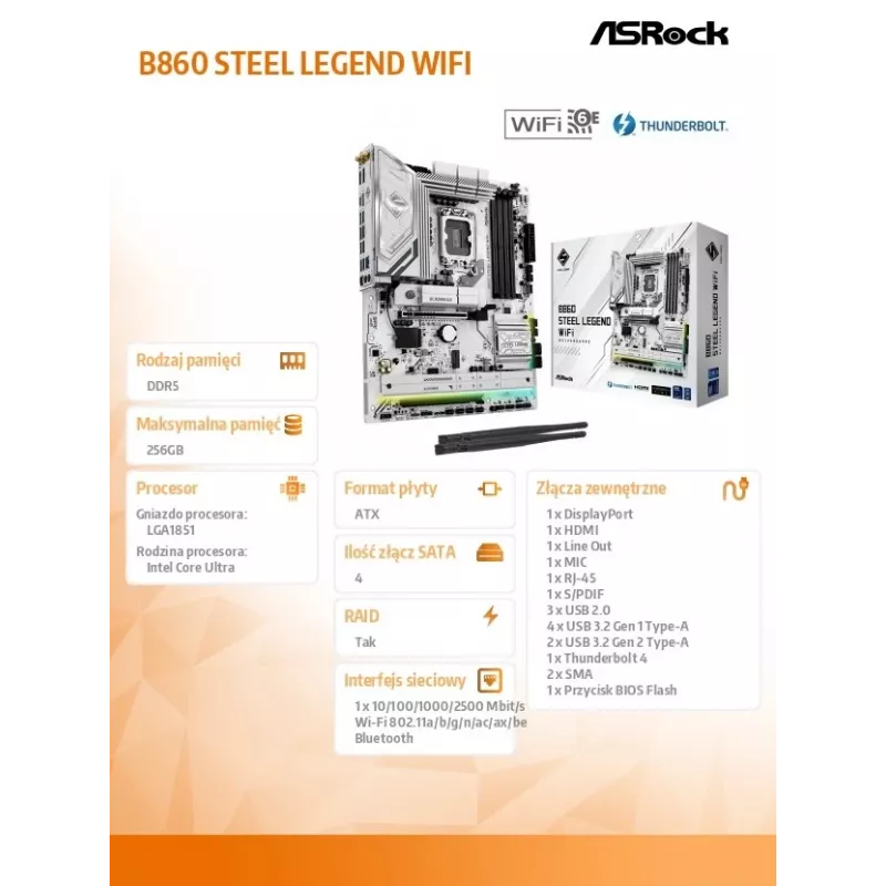 ASRock B860 Steel Legend WiFi ATX Płyta Główna
