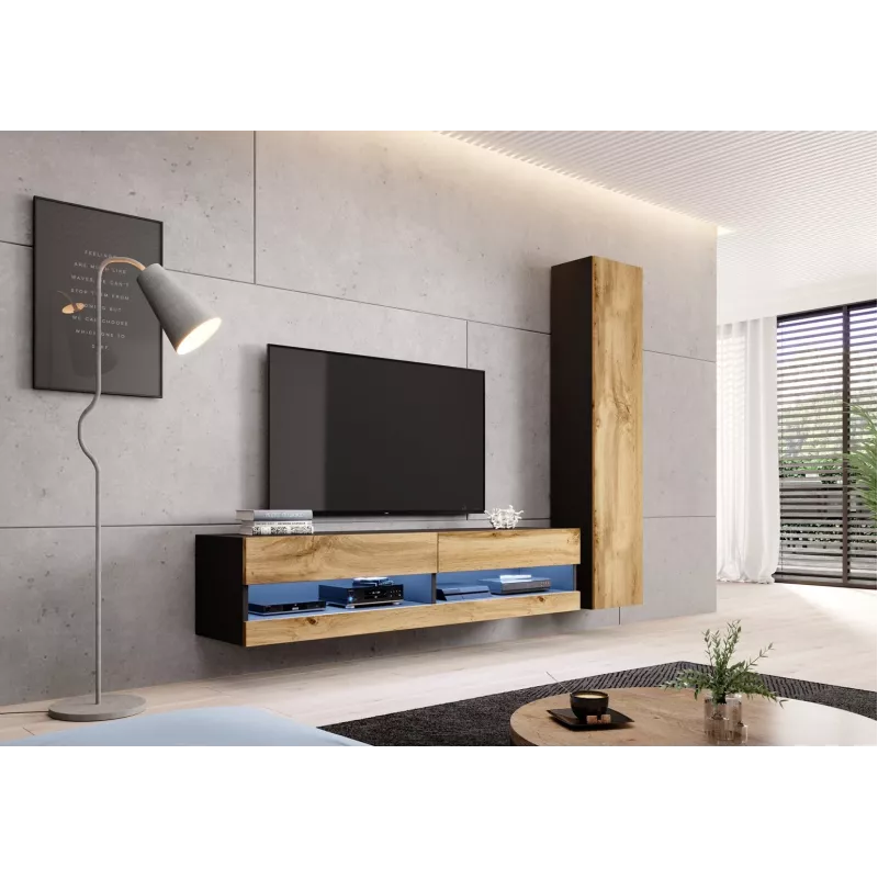 Cama pełna Szafka VIGO '180' 180/40/30 czarny/dąb wotan
