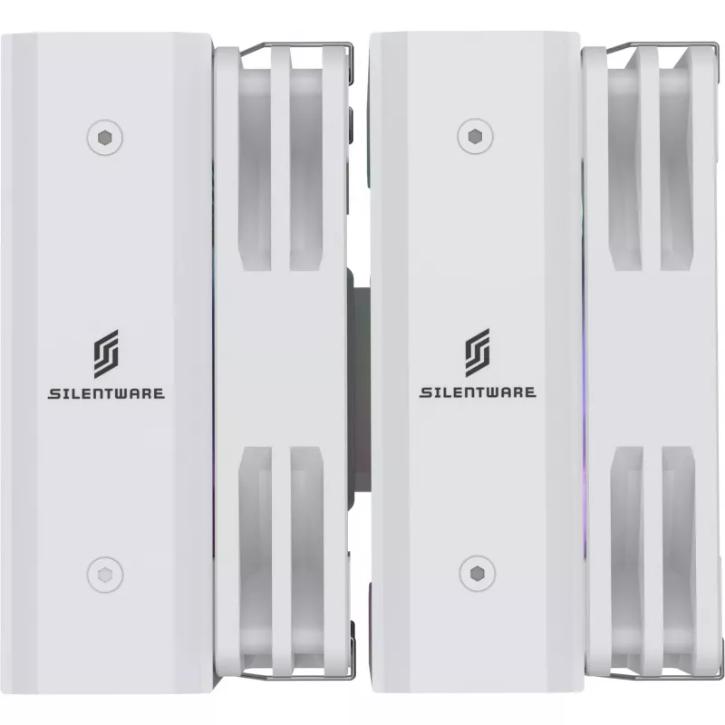 Chłodzenie CPU Silentware Titan RGB biały, dwuwieżowe chłodzenie powietrzne, 265W TDP, 2×120mm PWM ARGB wentylatory