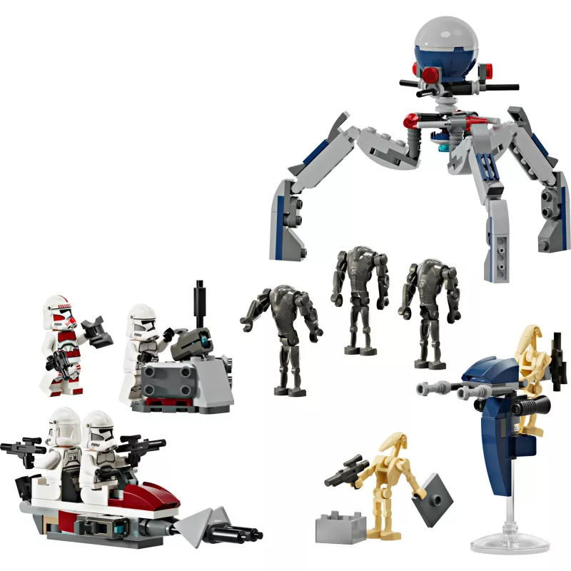 LEGO Star Wars Clone Trooper & Battle Droid Battle Pack Building Toys for Kids with Speeder Bike Vehicle 4 Minifigures and 5 figurki Gifts for Boys