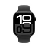 Apple Watch Series 10 GPS 46 mm, koperta w kolorze głębokiej czerni ze stopu aluminium z czarnym paskiem sportowym – M/L