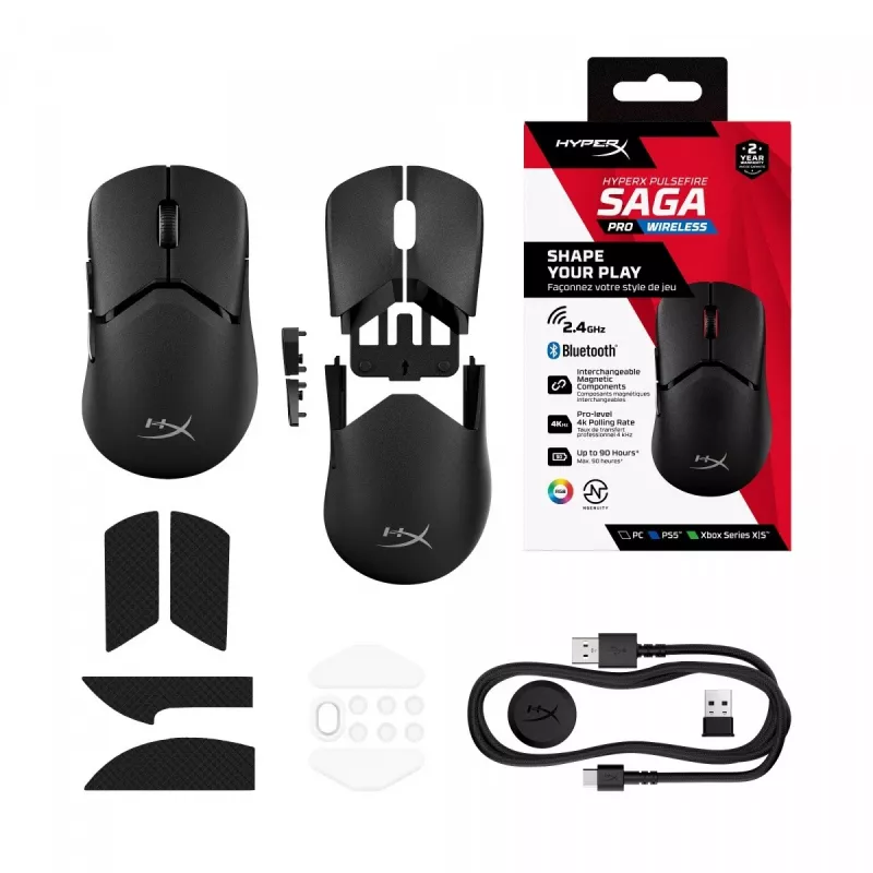 HyperX Pulsefire Saga Pro Bezprzewodowa mysz gamingowa (czarna)