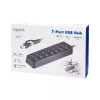 Koncentrator USB 3.2 Gen1, 7 portów z przełącznikami włącz/wyłącz, czarny