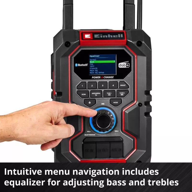 Przenośne radio EINHELL TE-CR 18 Li DAB+ FM Bluetooth USB, zasilane bateriami (kompatybilne z TE-CR 18 Li)