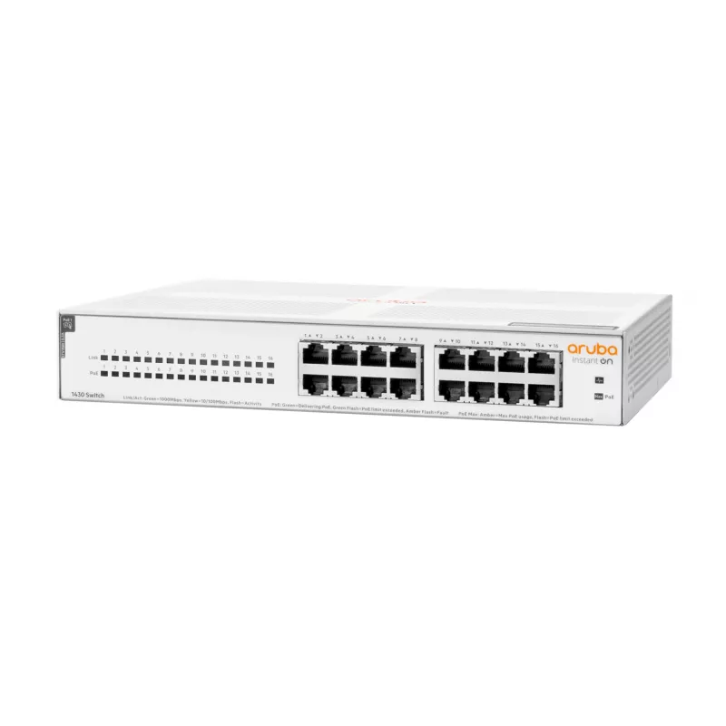 HPE Aruba Networking Aruba Instant On 1430 16G Class4 PoE 124W Niezarządzalny L2 Gigabit Ethernet (10/100/1000) Power over Ethernet (PoE) 1U Biały