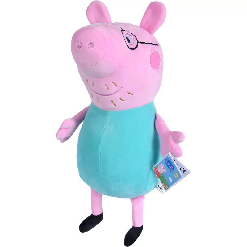 Miękka pluszowa zabawka SIMBA Peppa Pig Tata Świnka, 37 cm, pluszowa figurka do przytulania i zabawy
