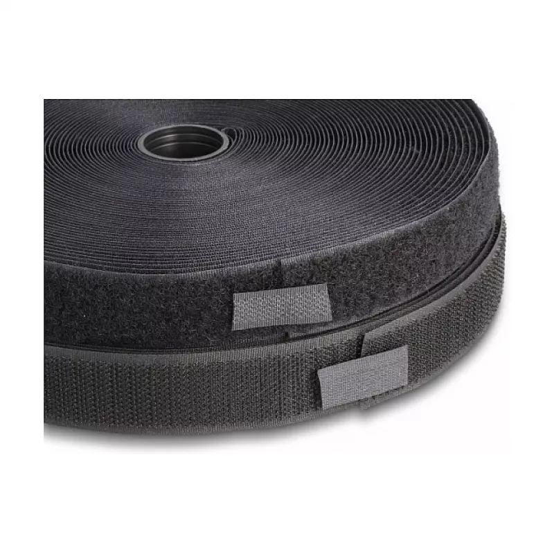 DeLOCK Mocna taśma rzepowa 15 m x 25 mm czarna