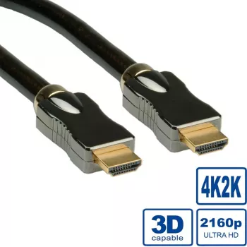 ROLINE HDMI Ultra HD with Ethernet - HDMI mit Ethernetkabel - HDMI (M) bis HDMI (M) - 20 m - Doppelisolierung - Schwarz - 4K Unterstützung (11.04.5687