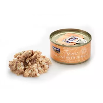 Mokra karma dla kota FISH4DOGS Sardynka z krewetką 70 g — pełnoporcjowa karma w puszce dla dorosłych kotów, smak rybny