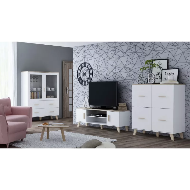 Cama TV stand LOTTA 160 2D2K Biały/sonoma