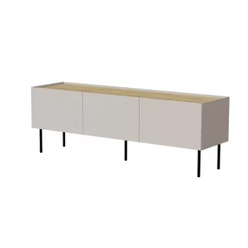 Szafka RTV Cama Meble FELLINI 150x40x52 cm, rama kaszmirowa, blat dębowy olejowany