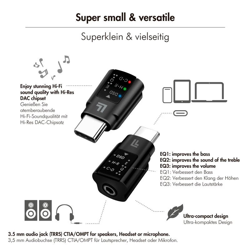 LogiLink USB-C DAC Audio Adapter. USB-C/M to 3.5 Mm/F. Czarny