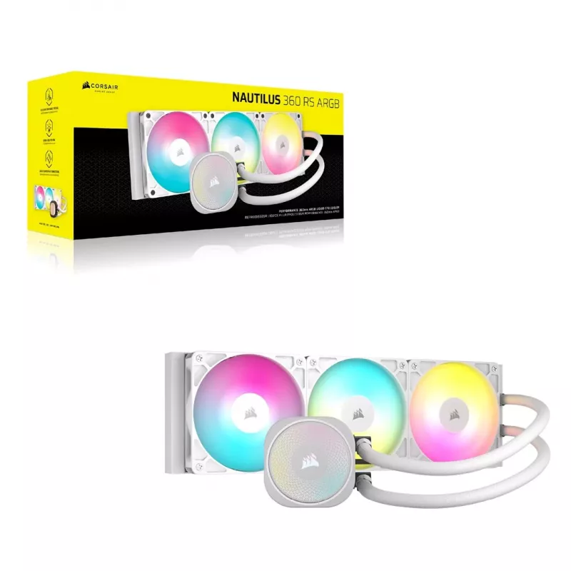 Wszechstronna chłodnica cieczy Corsair NAUTILUS 360 RS ARGB 1700 RPM Biała