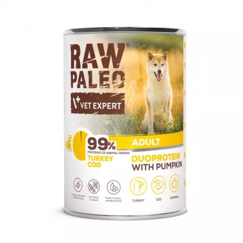 RAW PALEO Duoprotein Turkey & Cod Adult - mokra karma dla psa - 400g