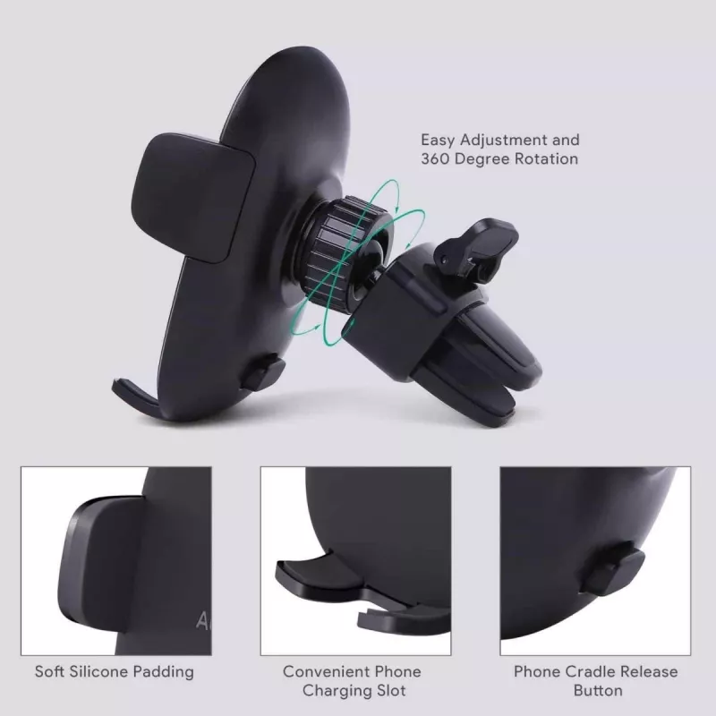 Uchwyt na telefon Aukey HD-C48 regulowany o 360° do smartfonów i małych tabletów, mocowanie zaciskowe, obrotowe ramię