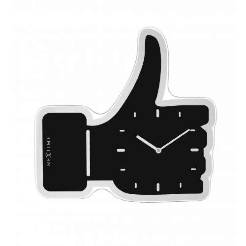 NeXtime zegar ścienny 3072zw Thumbs up, 40,5x41 cm, czarny/srebrny
