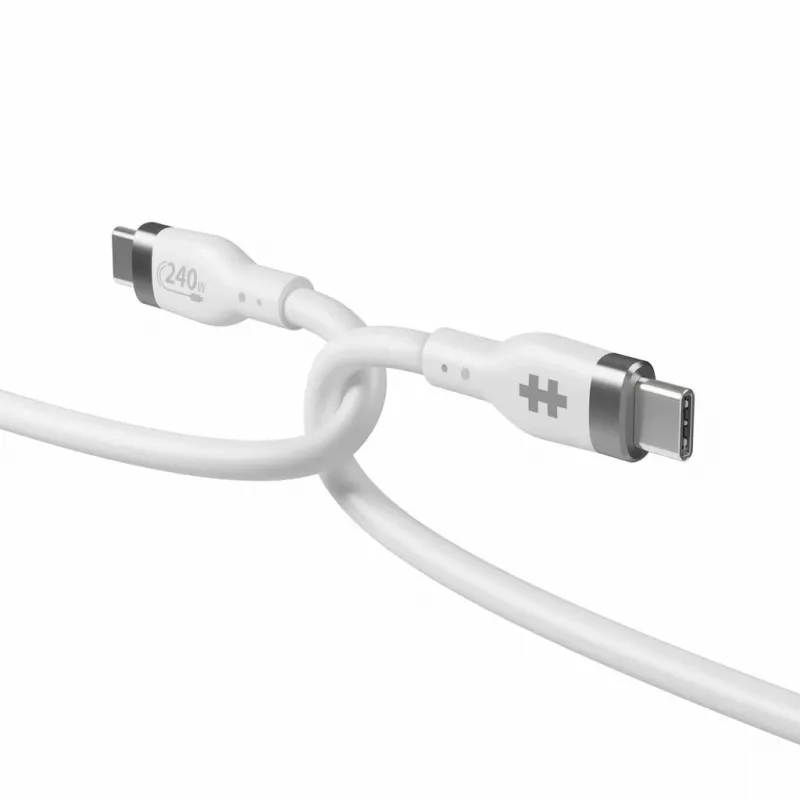 HYPER HyperJuice 240W Silikonowy Kabel USB-C na USB-C (0,9 m/1 m) - Biały