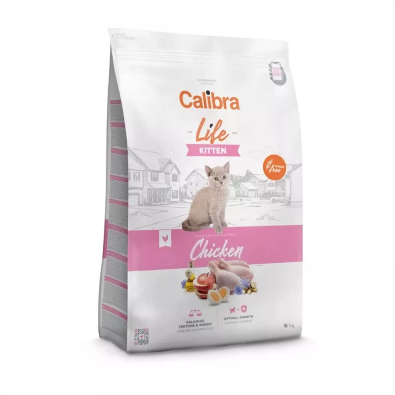 Sucha karma dla kota Calibra Cat Life Kitten Chicken 6 kg — formuła dla kociąt, 37% białka, 21,5% tłuszczu