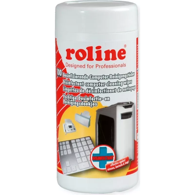 Chusteczki dezynfekujące do komputerów ROLINE, 100 szt.
