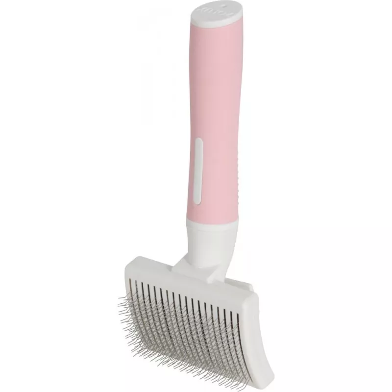 Szczotka ZOLUX 550004 — szczotka dla kota S, stalowe włosie, plastikowa rączka, 175 mm, różowo-biała