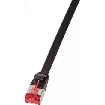 LogiLink SlimLine - Kabel krosowy - RJ-45 (M) na RJ-45 (M) - 2 m - U/FTP, PiMF - CAT 6a - Wtyk formowany, bez zaczepów, płaski - czarny