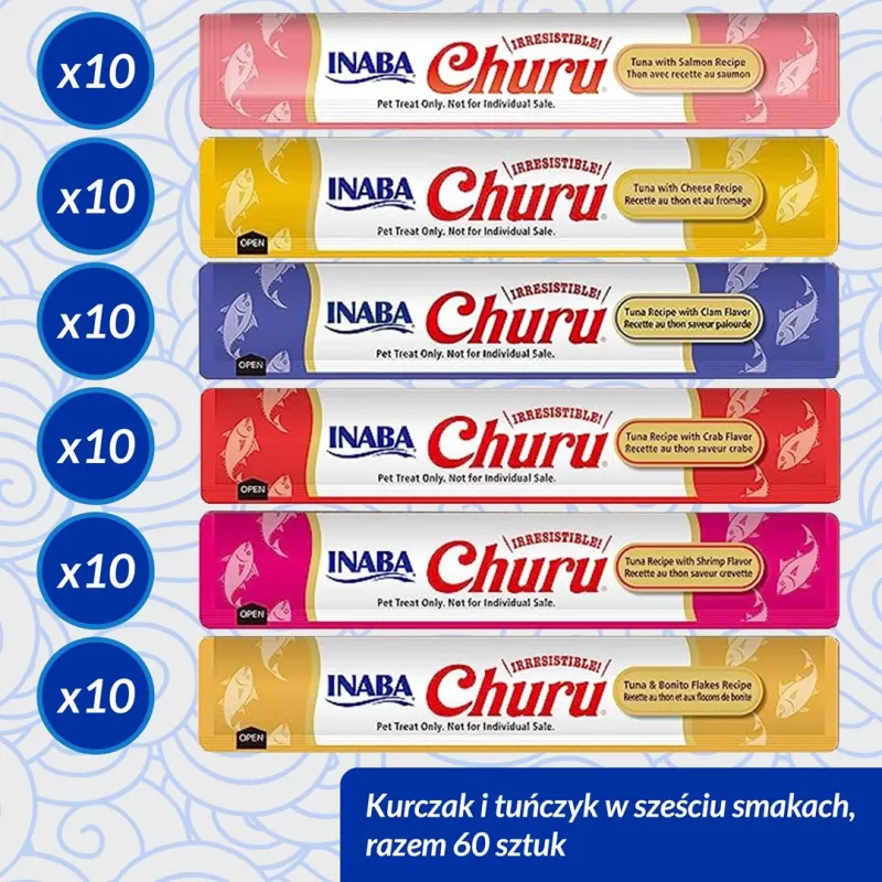 INABA Churu Zestaw Tuńczyk – przysmaki dla kota – 60 x 14g