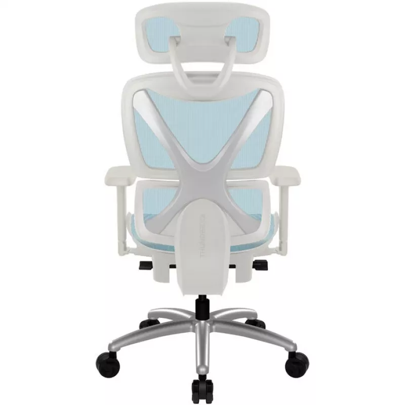 Ergonomiczne krzesło biurowe thunder x3 TEGC-3073102.B1 — tapicerka biało-niebieska, regulowane podłokietniki, wysokie oparcie