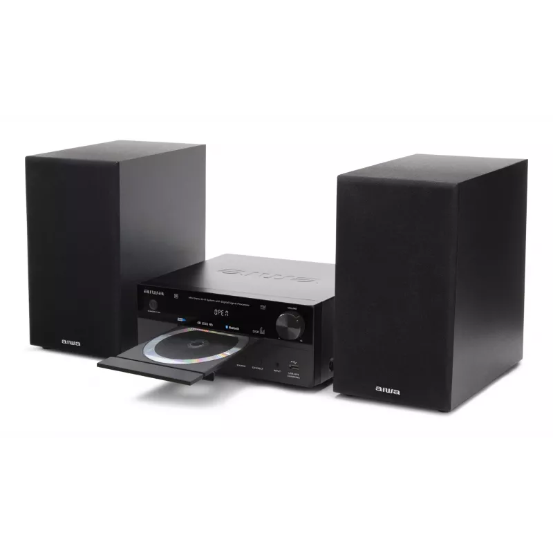 Domowy wieża audio Aiwa MSBTU-550 — 50 W RMS, Bluetooth 10 m, FM, wyświetlacz LED, RCA, czarny
