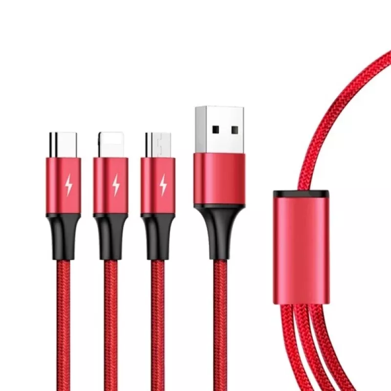 UNITEK C4049RD Kabel USB 1.2 m USB A USB C/Micro-USB B/Lightning Czerwony