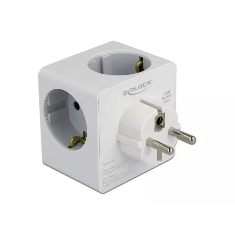 Adapter wtyczki zasilającej typu F DeLOCK 11496 2 porty USB 5 V 2,4 A 3 A