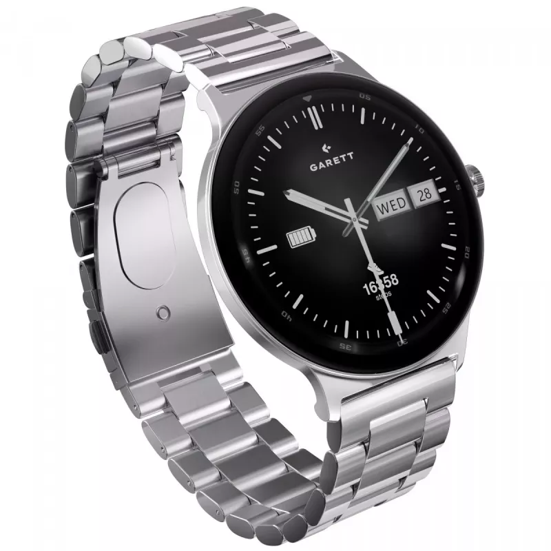 Smartwatch Garett Quantum — srebrny ze stali nierdzewnej