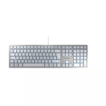 CHERRY KC 6000 cienki klawiatura uniwersalna USB QWERTY Nordycka srebrna, biała