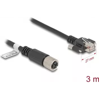 kabel sieciowy DeLOCK M12 kabel X-coded 8 pin female to wtyk RJ45 Cat.6A 3 m Czarny