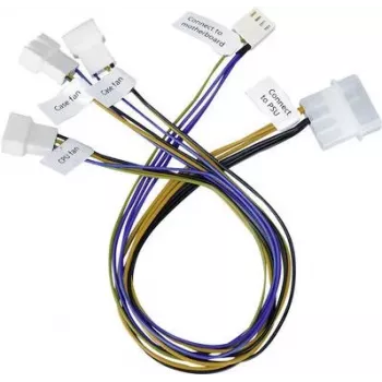 Akasa PC-Fan Connection kabel [3x PC-Fan Plug 4pol. - 1x IDE power plug 4pol., IDE power plug 4pol.] 0,30 m Schwa