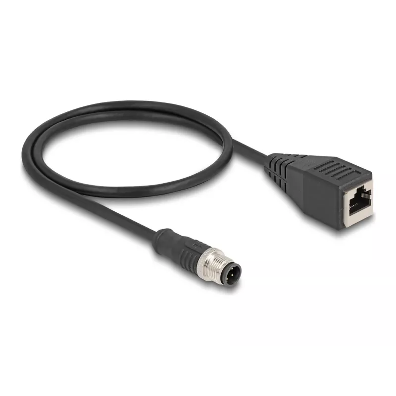 Kabel przejściowy DeLOCK M12 D-kodowany 4-pinowy męski na RJ45 żeński 50 cm