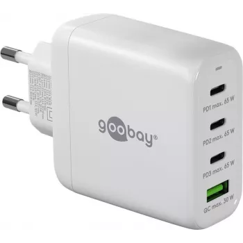 Goobay 64822 Ładowarka do urządzeń mobilnych - słuchawki - laptop - smartfon - tablet, biała, szybkie ładowanie AC, do użytku wewnętrznego (64822)