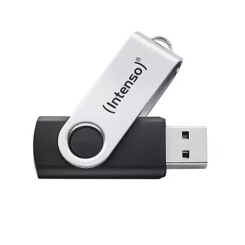 Pamięć USB Intenso Office Line, 64 GB, USB-A, 3.2 Gen 1x1, czarno-srebrna, 64 GB, USB typu A, 3.2 Gen 1 (3.1 Gen 1), obrotowy pierścień, czarny, srebrny