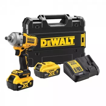 Zakrętarka udarowa DeWALT DCF891P2T-QW, bezszczotkowa, 18V 5.0Ah, uchwyt 1/2 cala, moment obrotowy 812 Nm, 2000 obr./min, 2 akumulatory, ładowarka, walizka