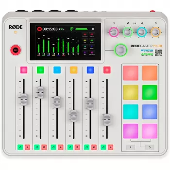Interfejs audio Rode RØDECaster Pro II biały — wielokanałowa konsola nagrywająca USB