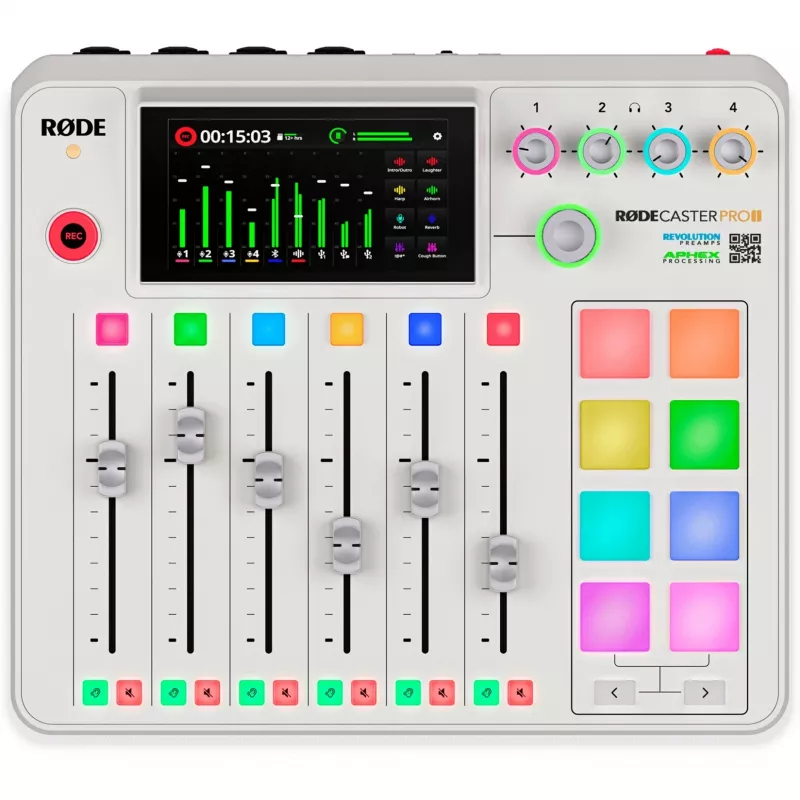 Interfejs audio Rode RØDECaster Pro II biały — wielokanałowa konsola nagrywająca USB