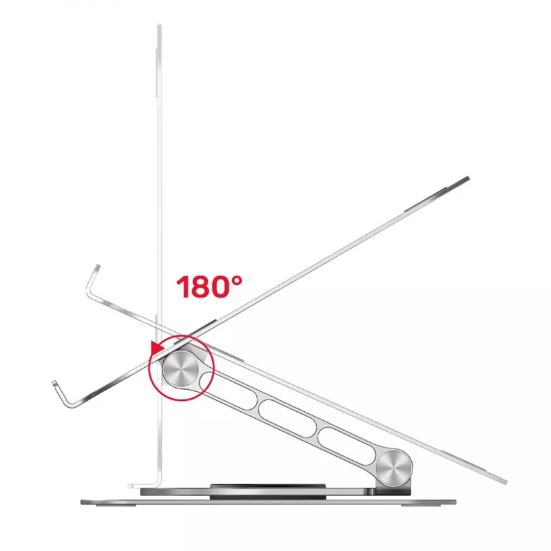 Podstawka pod laptopa Unitek OT180SL01 Aluminium dla ekranów 25,4–40,6 cm (10–16 cali), obrót 360°, pochylenie 0–180°